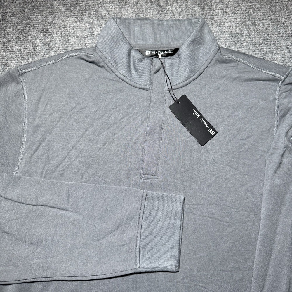 Travis Mathew Newport 1/4 Zip Fleece Mens Large Shade Gray Golf Embroidered NEW - Picture 2 of 14